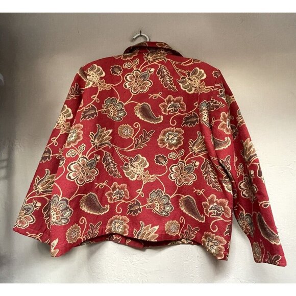 Coldwater Creek Women's Casual Boxy Floral Paisley Tapestry Jacket Long Sleeve - Picture 2 of 8